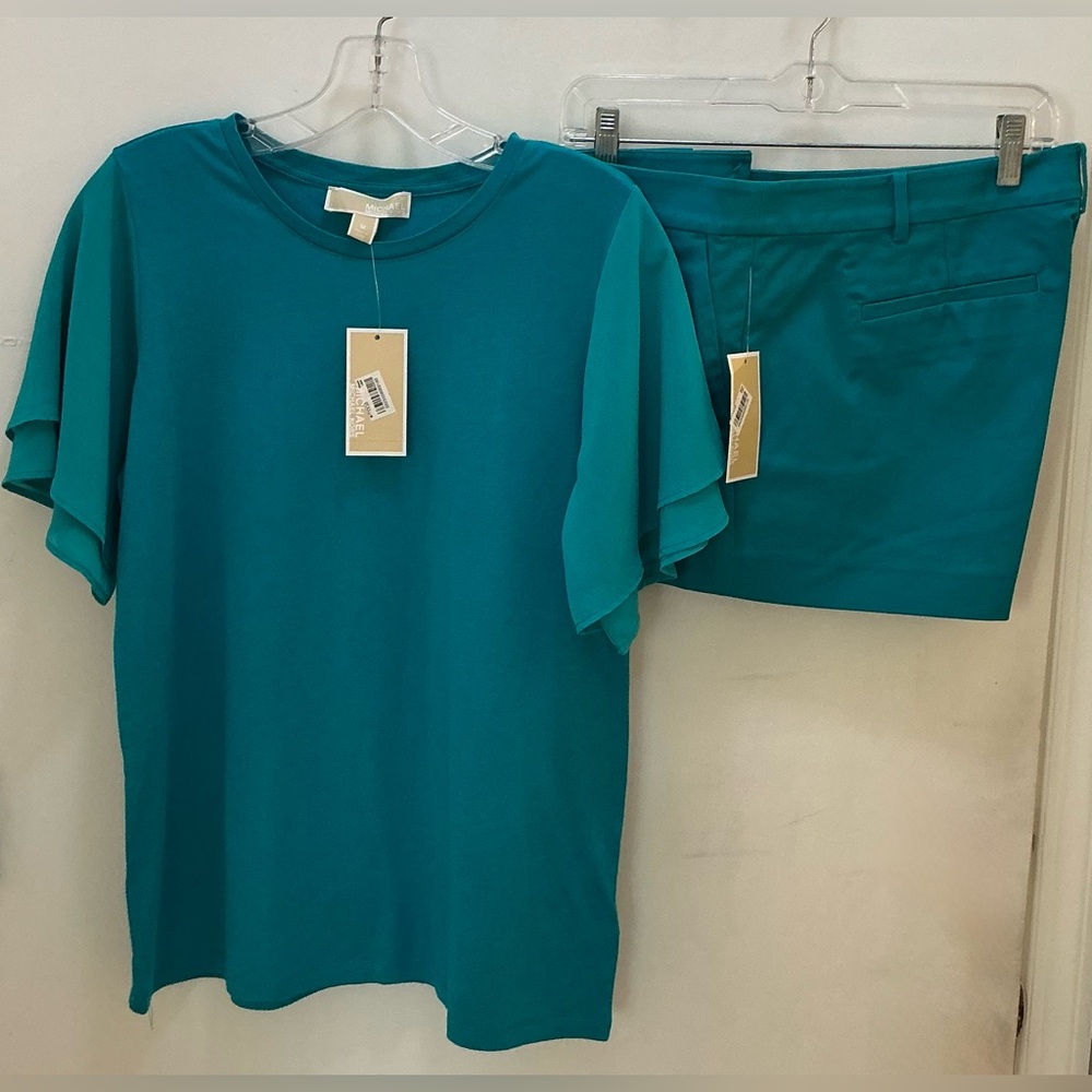NWT Michael Kors Teal Top and Shorts Set